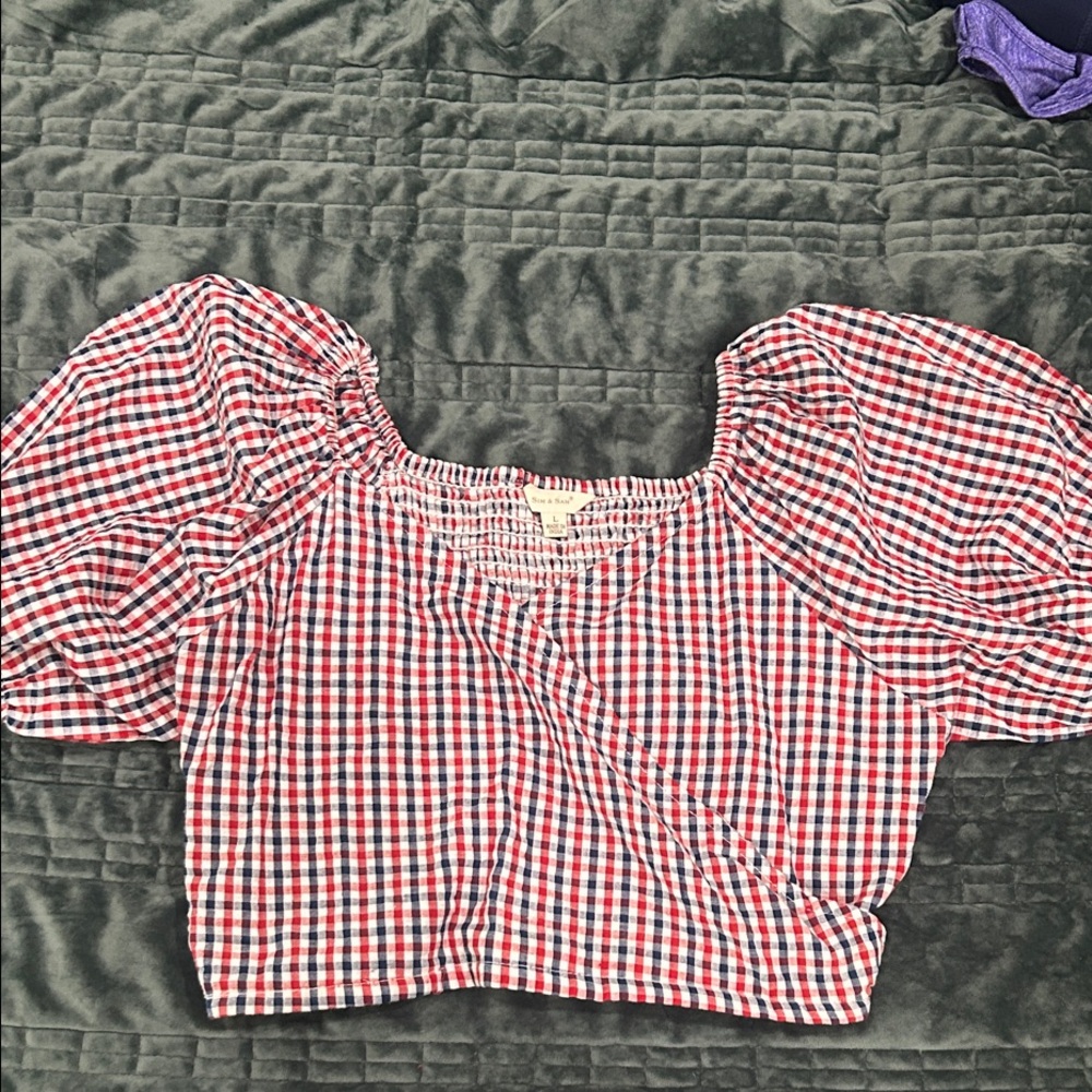 Sim & Sam red, white and blue crop top